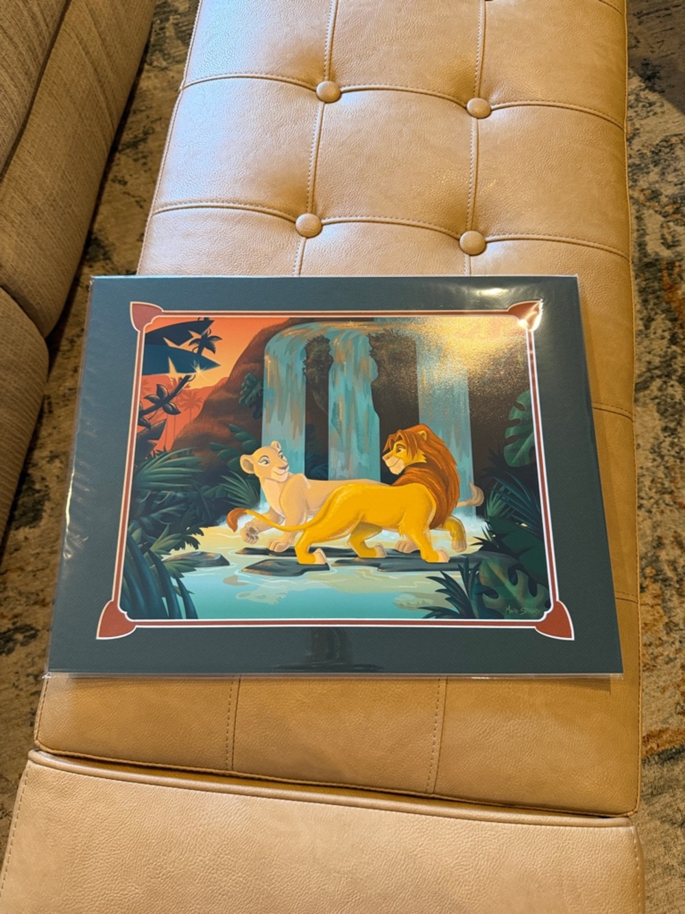 Disney Maria Stuckey 'Love in Paradise' Art lion King BlueWhite, Tan, Blue - Picture 6 of 6